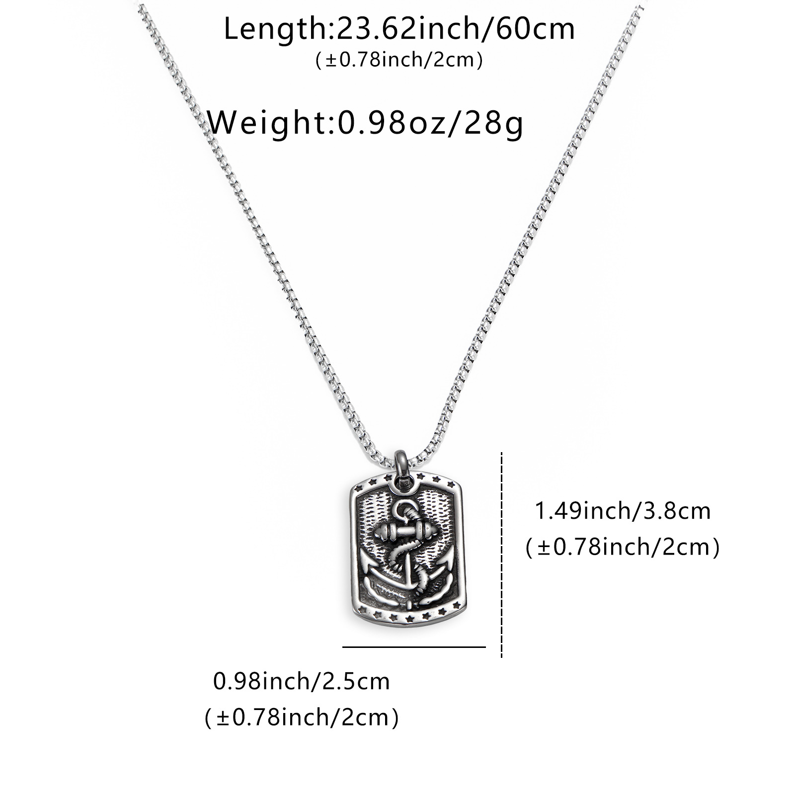 Wrapped Anchor Pentagram Dog Tag Necklace